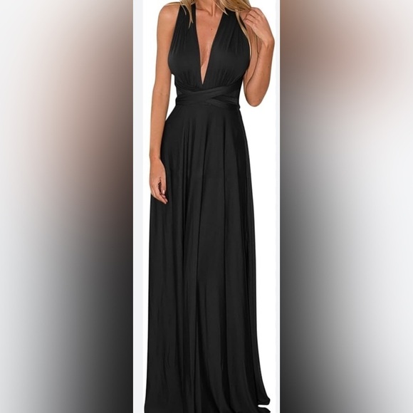 Women Transformer Convertible Evening Dress Multi-Way Tie/Wrap Belt L/OS BLACK - Picture 9 of 9